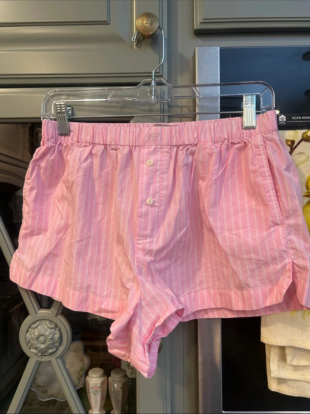 J. Crew Light Pink Striped Cotton Boxer  Shorts